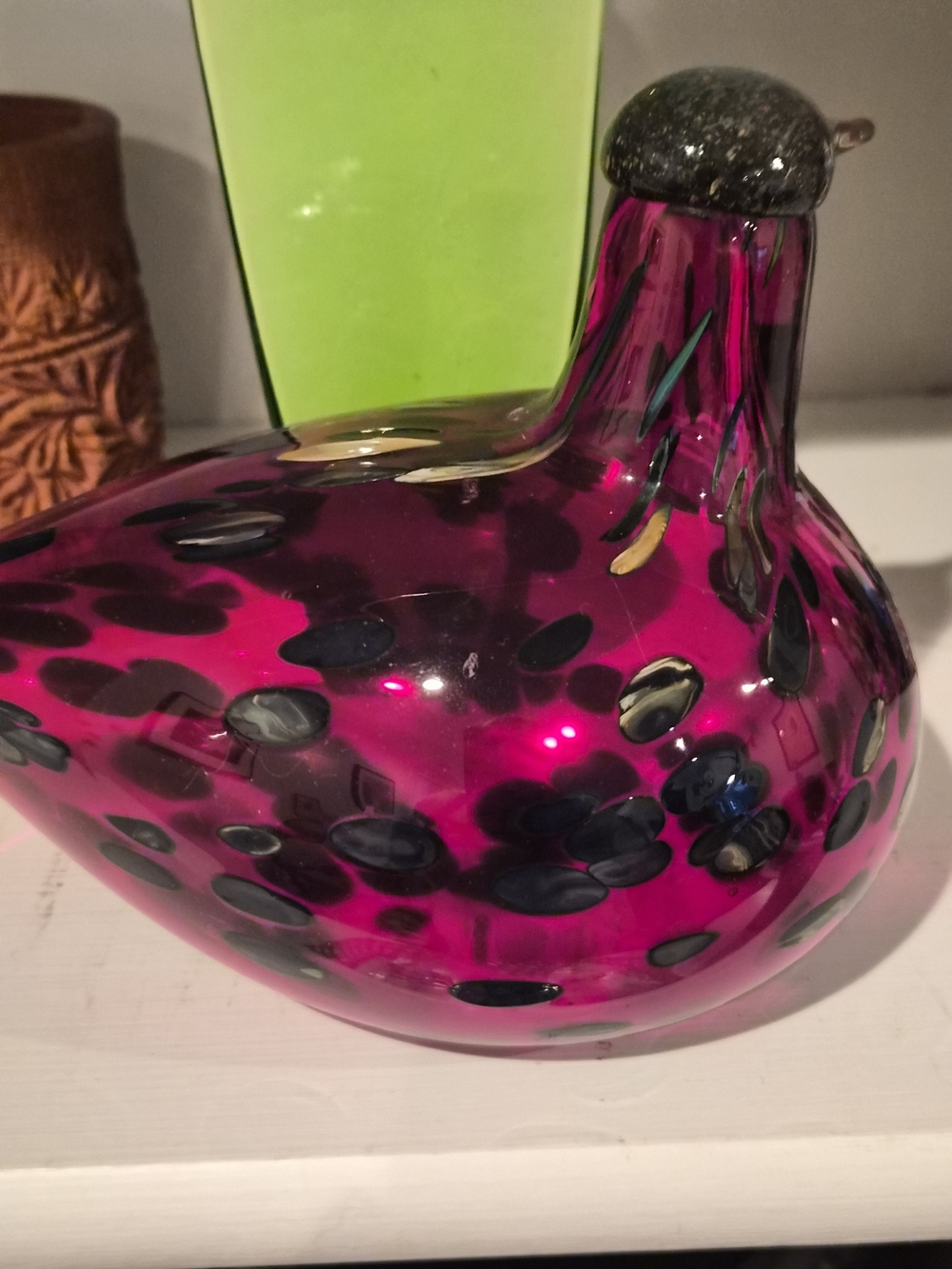 Vintage Oiva Toikka for Iittala Nuutajärvi Ruby Cranberry Glass Figurine Signed - Picture 3 of 9